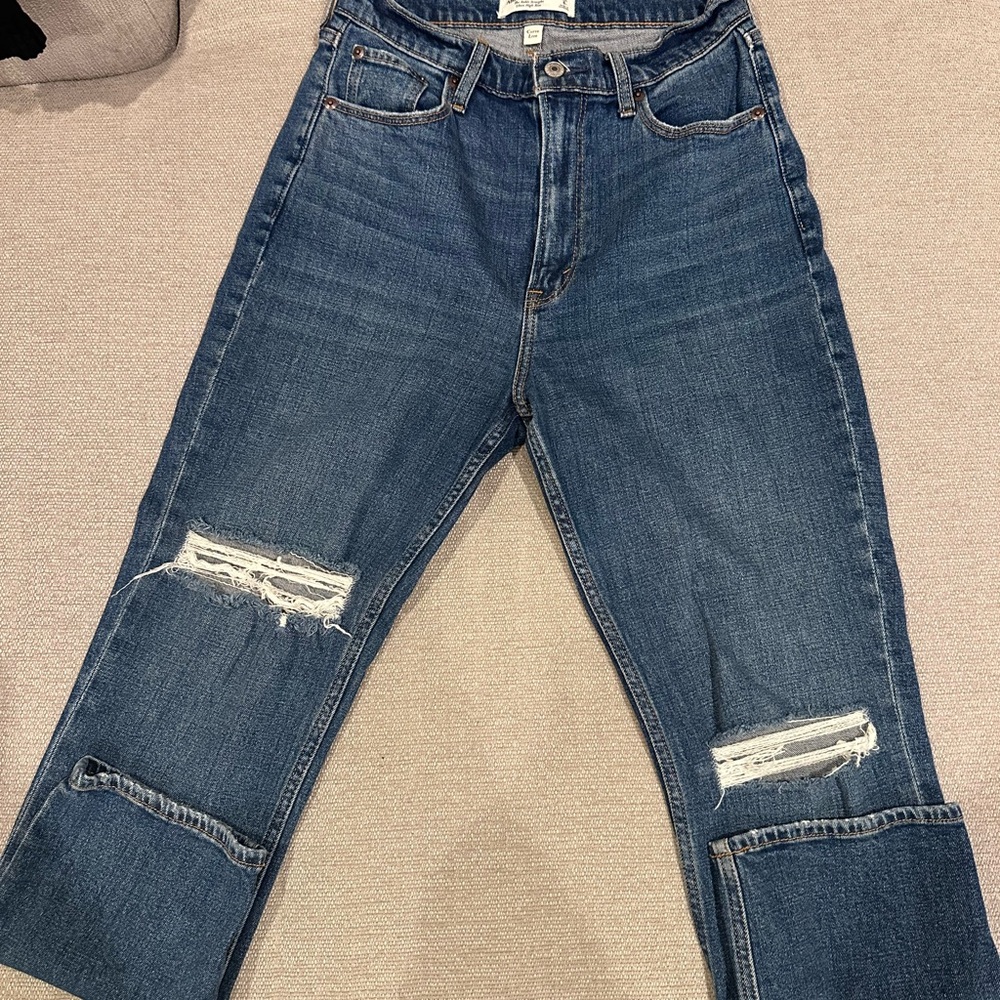 Abercrombie & Fitch Distressed Boyfriend Jeans - Blue